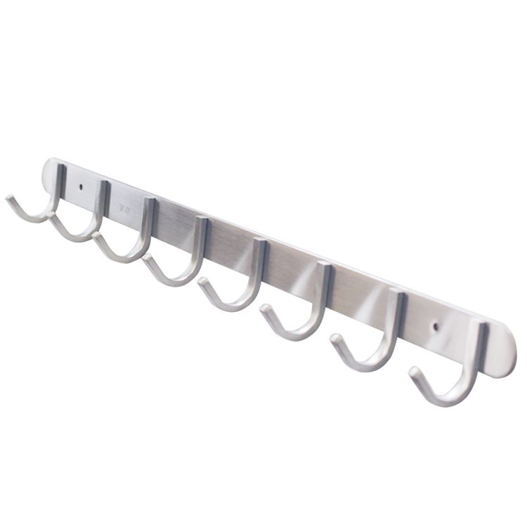 Sypen Coat Hooks Wall Mounted, Door Hooks for Bedrooms Screw in & Stick On, Stainless Steel Coat Rack with 6 Hangers for Bathrobe Towel Clothes, Brus